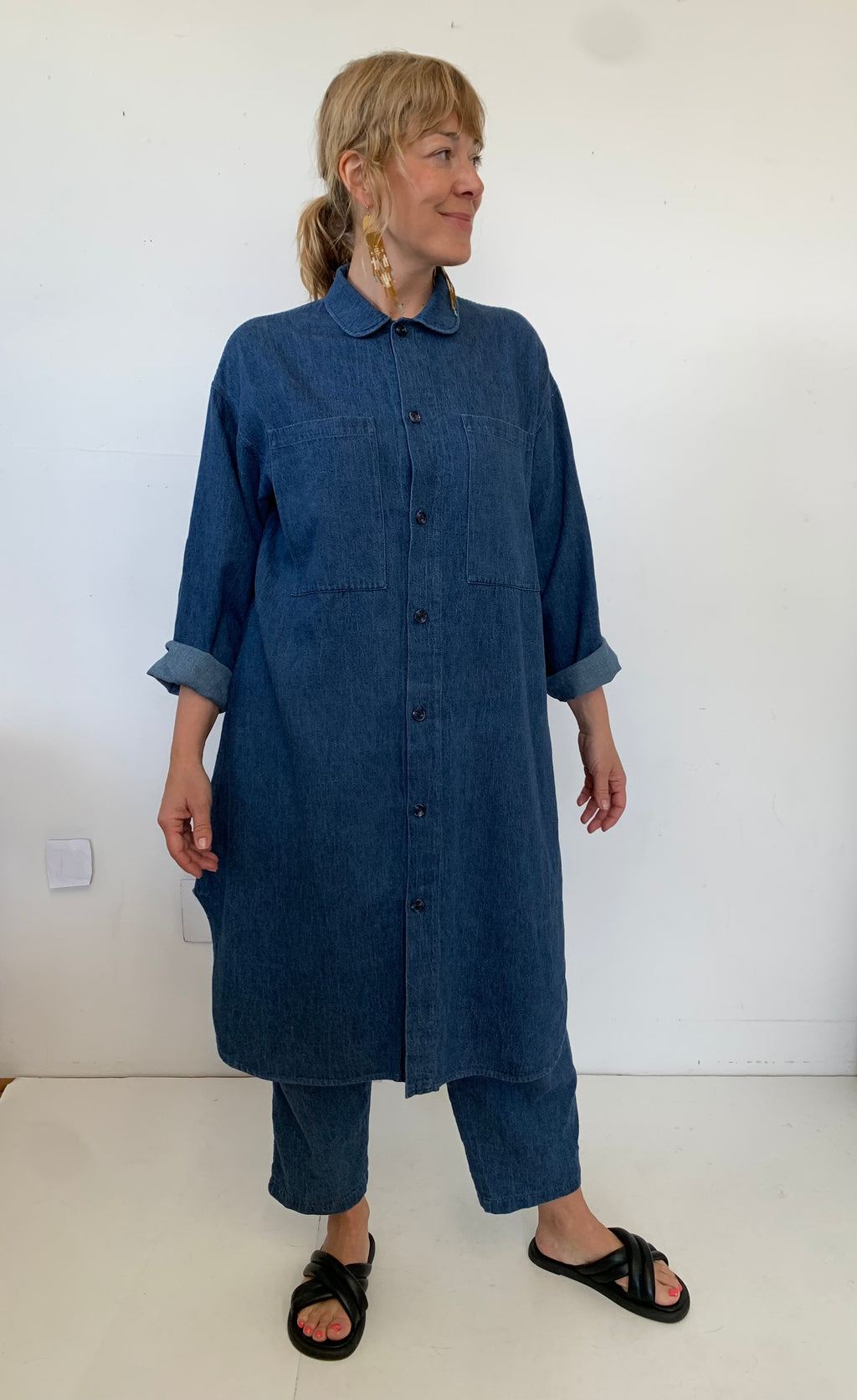 HEMP + ORGANIC COTTON denim shirt dress