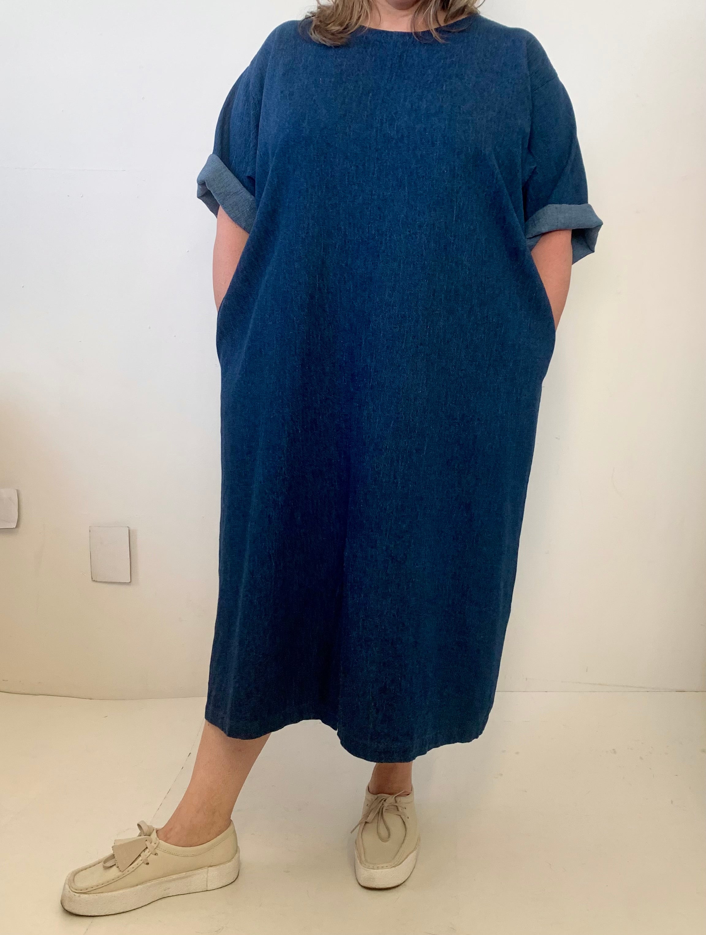 linen or hemp denim TSHIRT DRESS