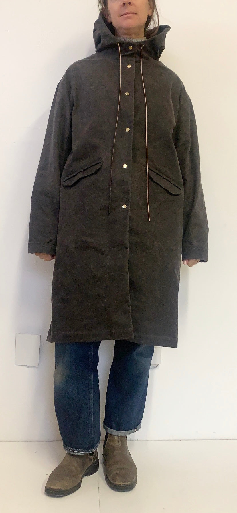 rain trench with welt pocket